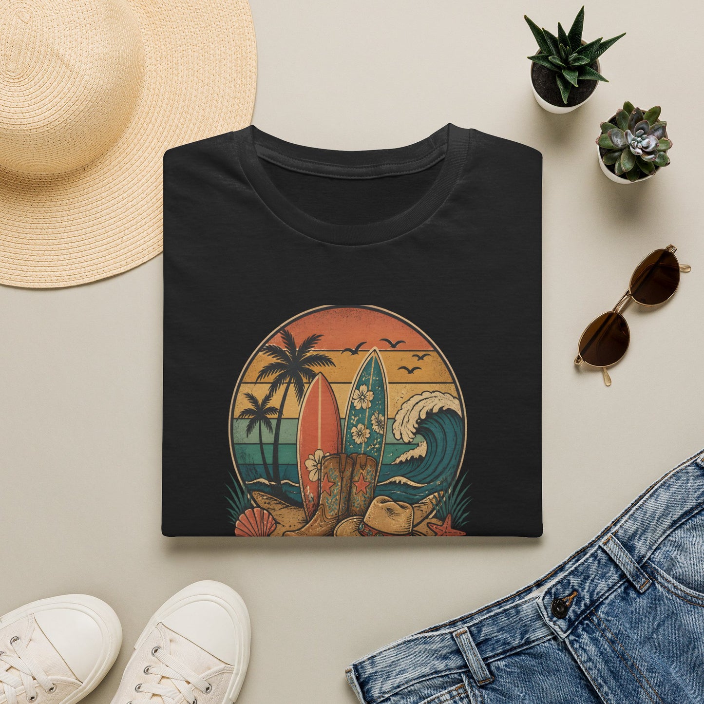 Beach Boots Surfing Big Dreams Summer Vacation Ocean T-Shirt