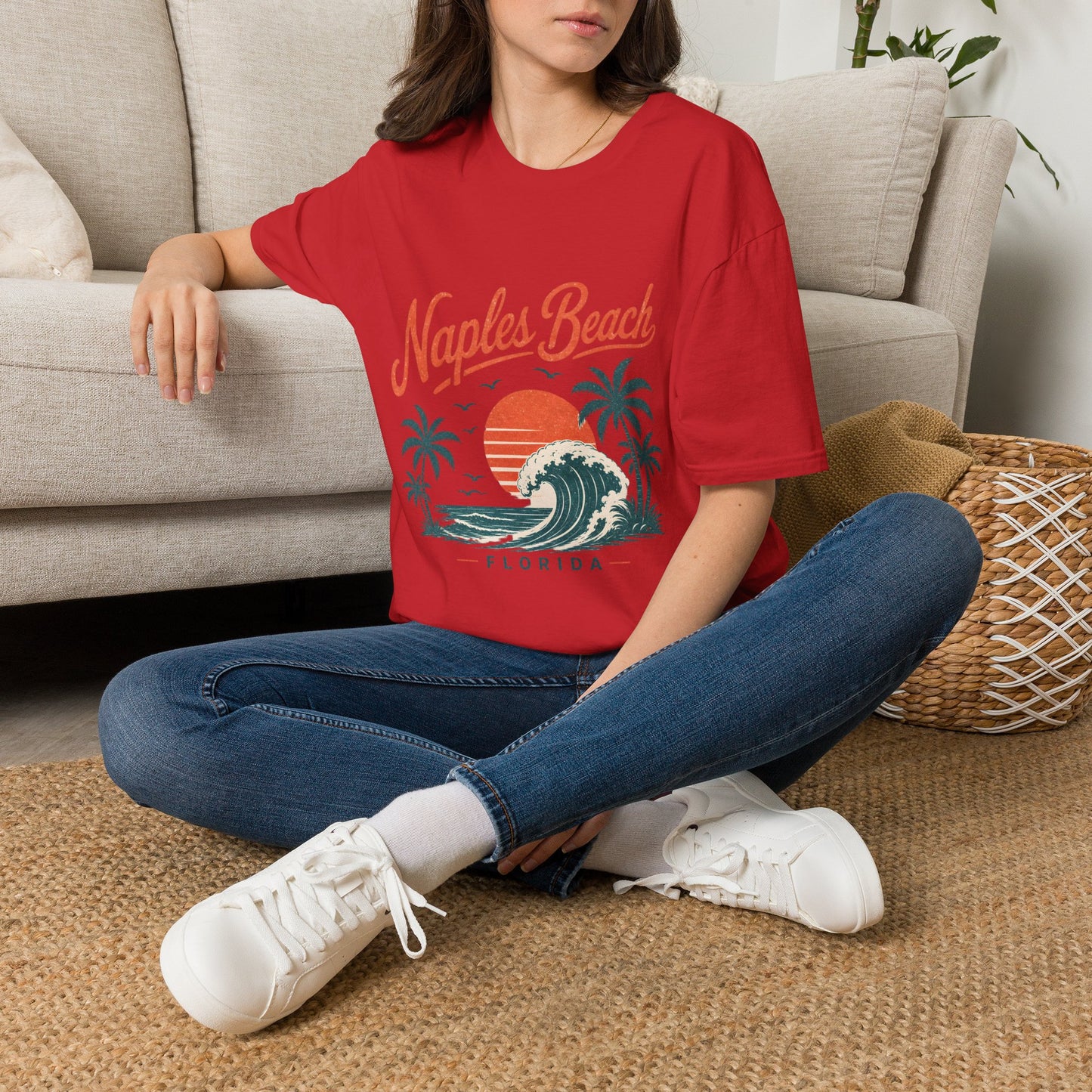 Naples Beach Florida Vintage Sunset Wave T-Shirt