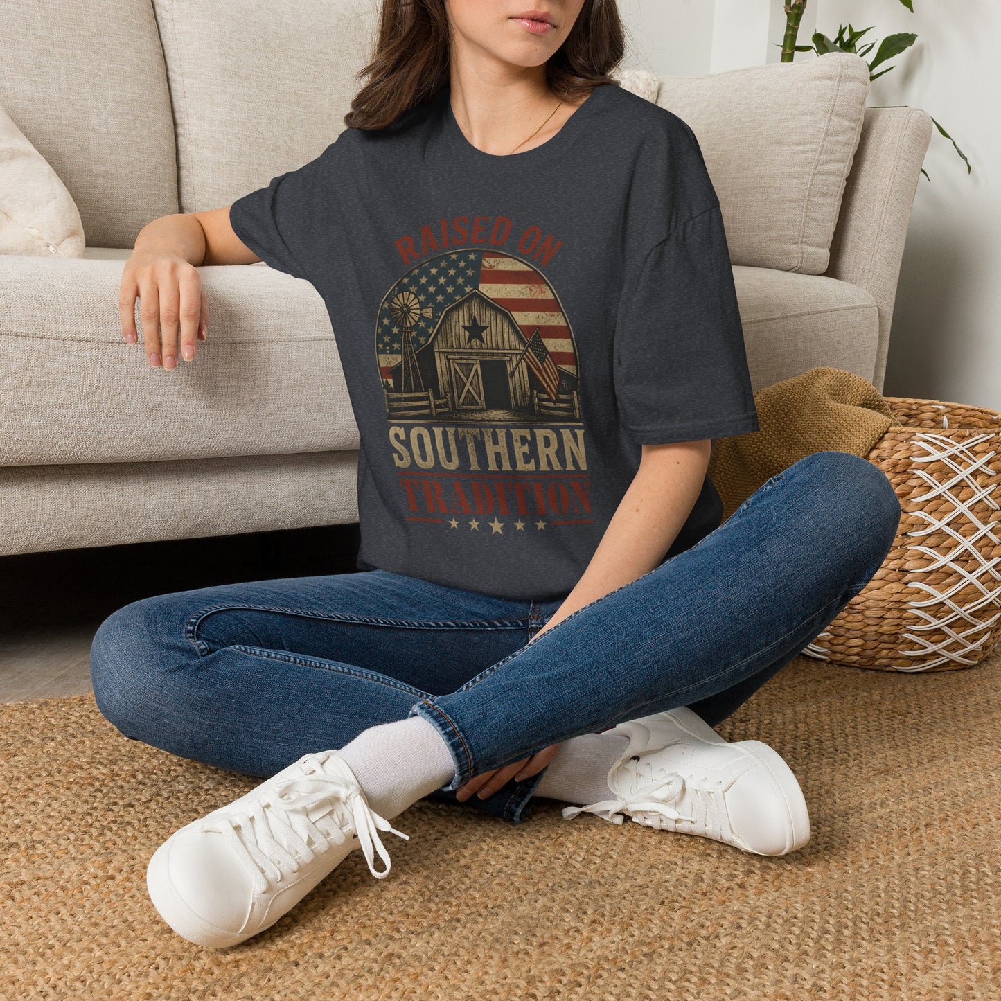 Raised On Southern Tradition Vintage Barn Flag T-Shirt