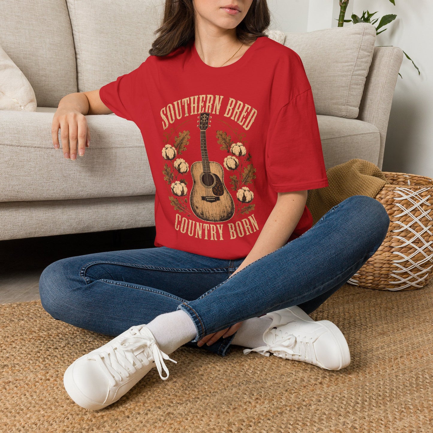 Southern Bred Country Born Vintage Guitar T-Shirt
