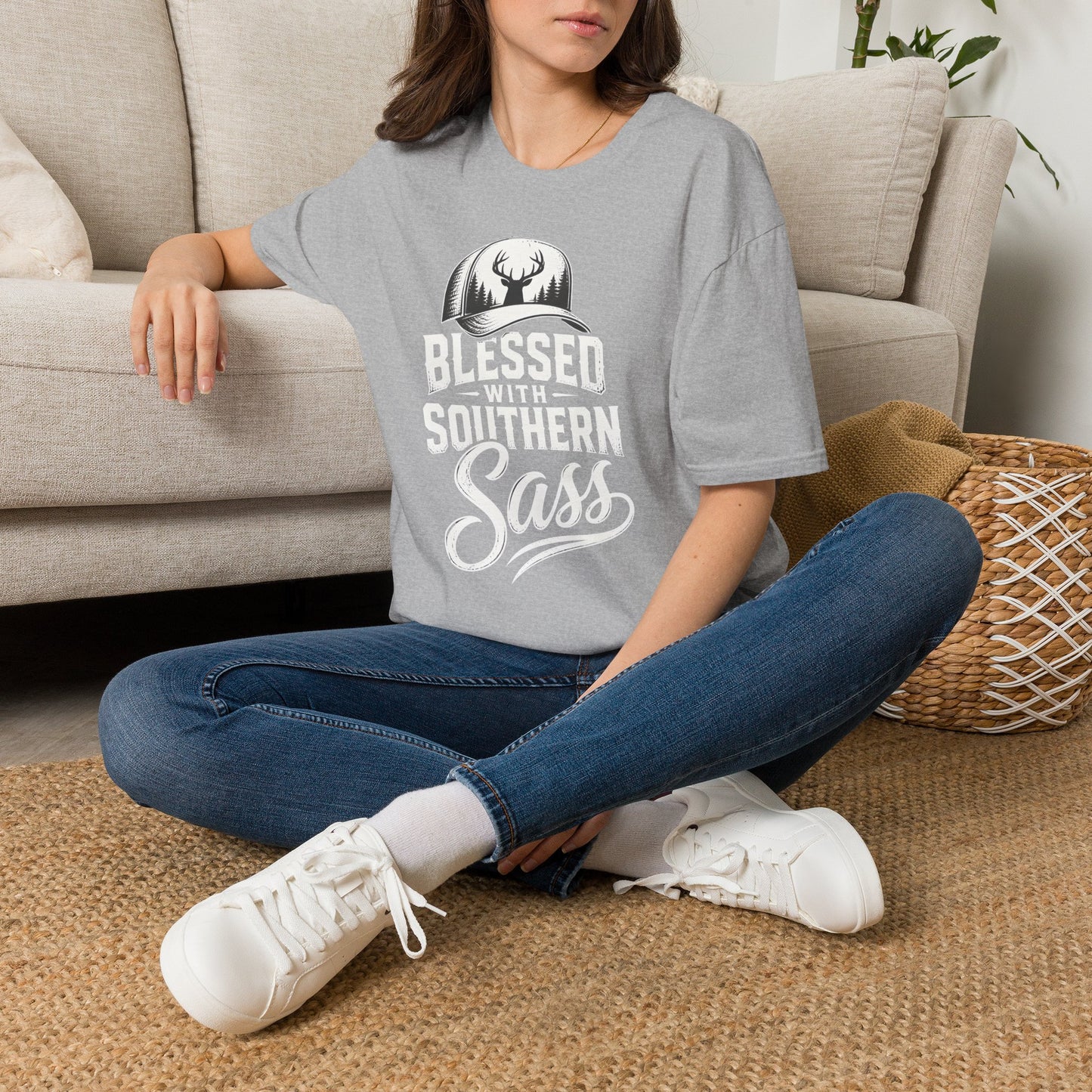 Blessed With Southern Sass Deer Hat T-Shirt