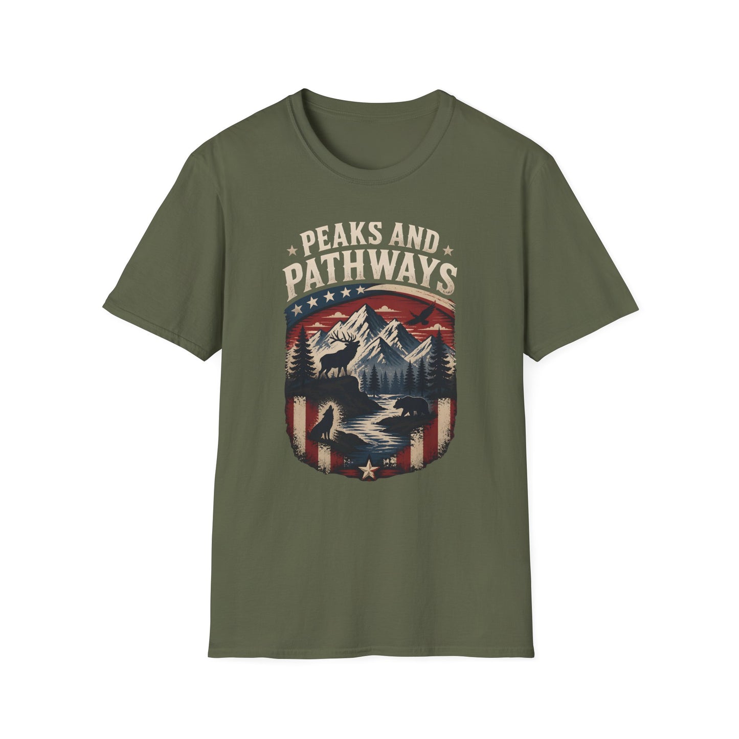 Mountain Wildlife Nature Scenic Peaks Pathways Outdoor T-Shirt