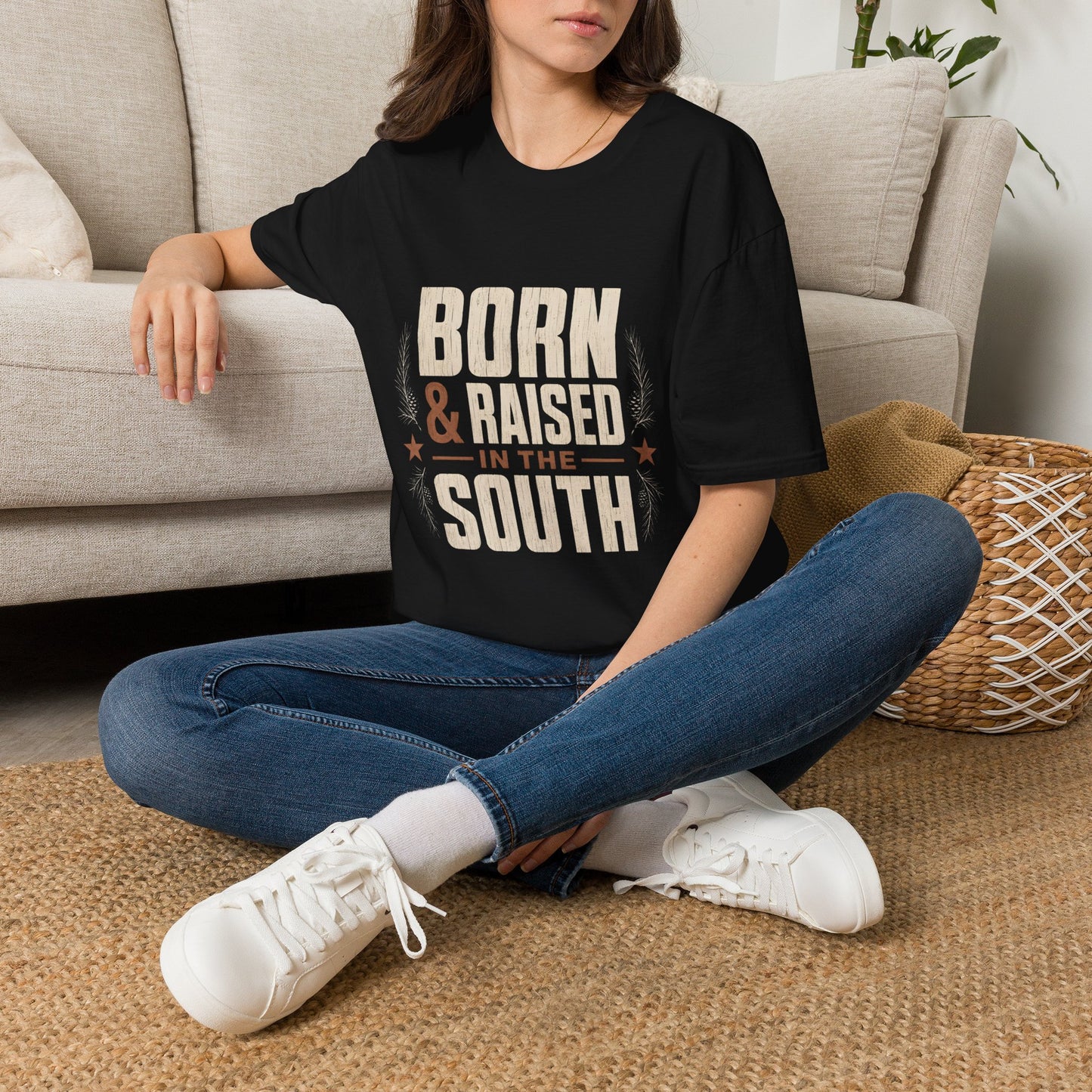 Born Raised In The South Rustic Country T-Shirt