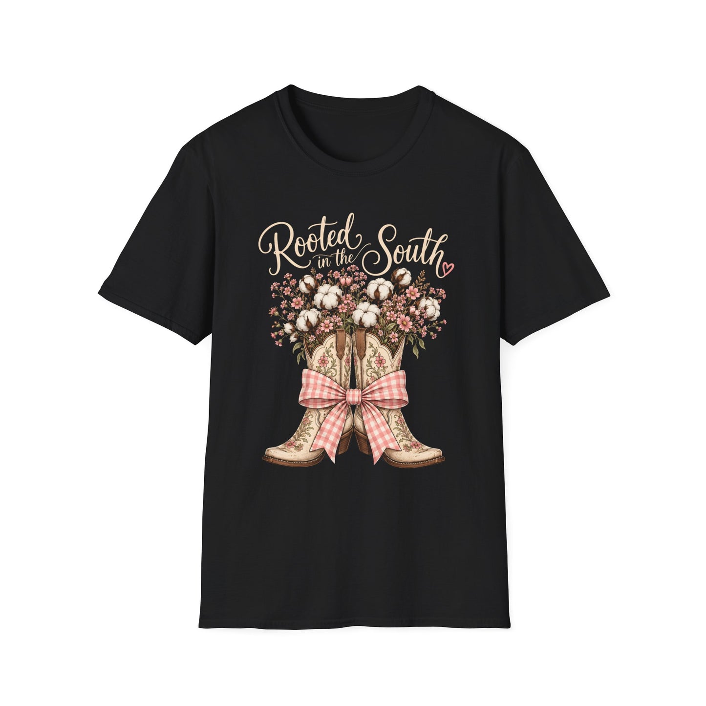 Rooted in the South Floral Cowboy Boots T-Shirt