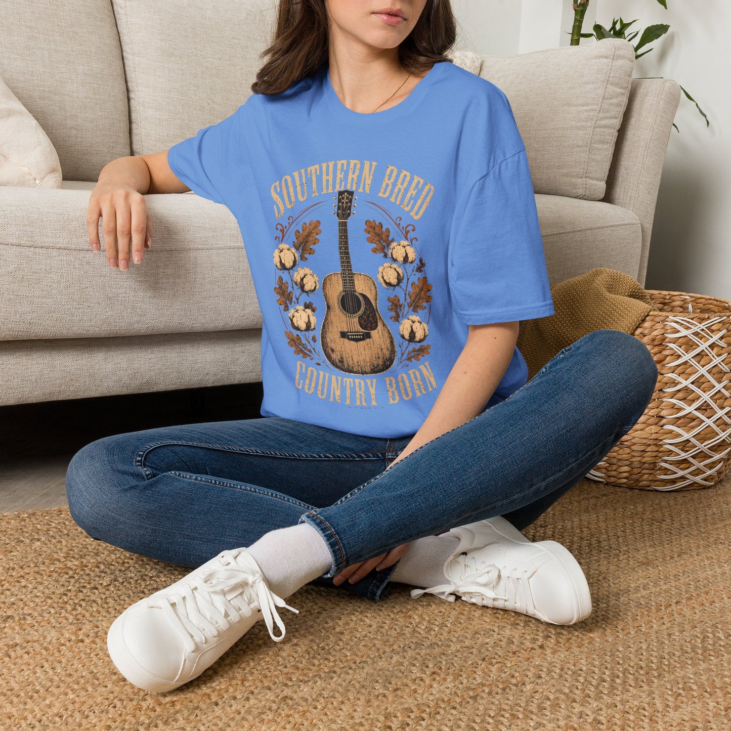 Southern Bred Country Born Vintage Guitar T-Shirt
