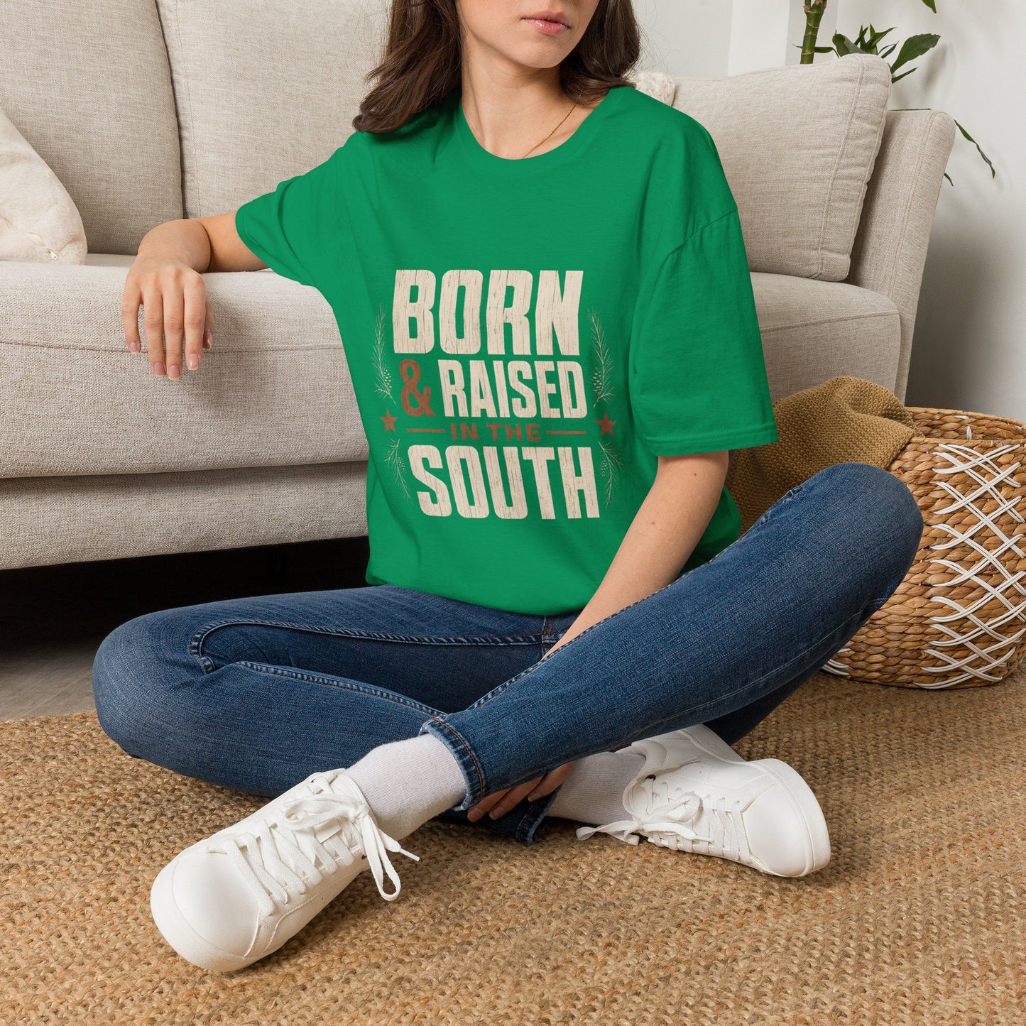 Born Raised In The South Rustic Country T-Shirt
