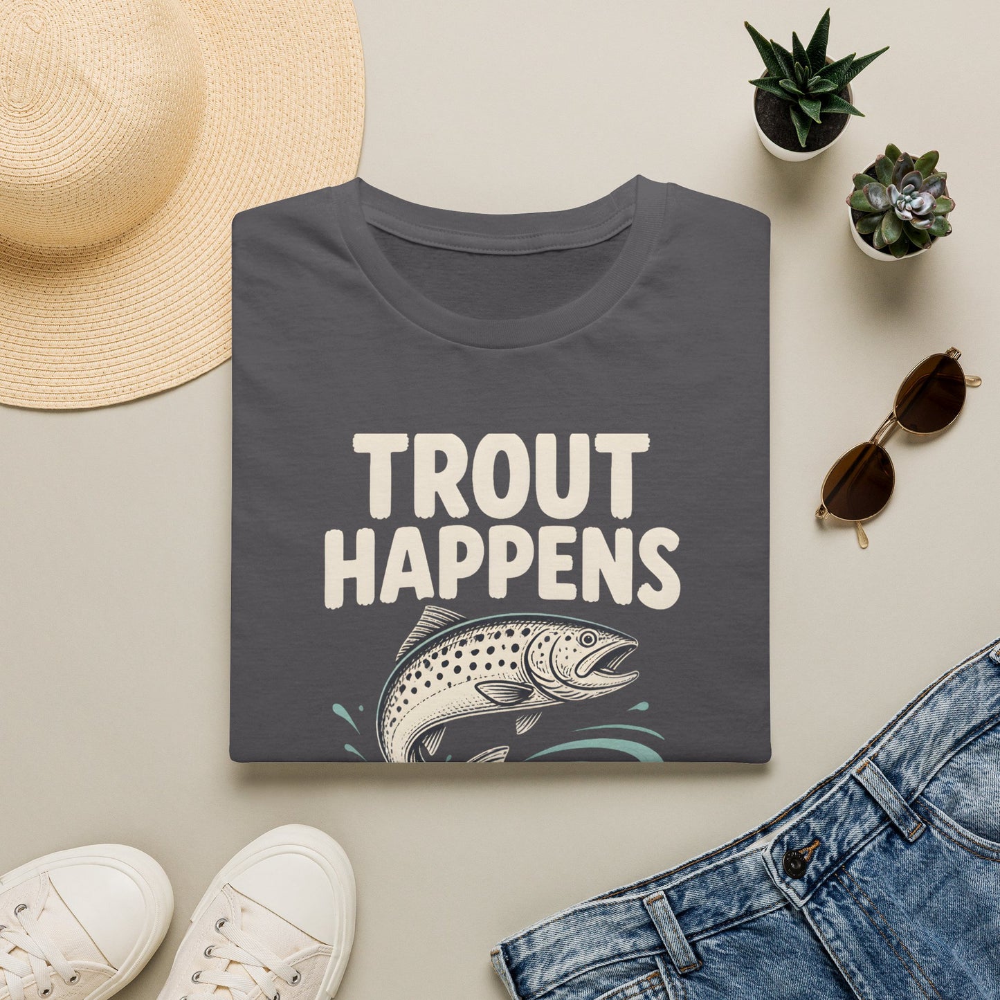Trout Happens Fishing Lover Fisherman Outdoor Angler T-Shirt