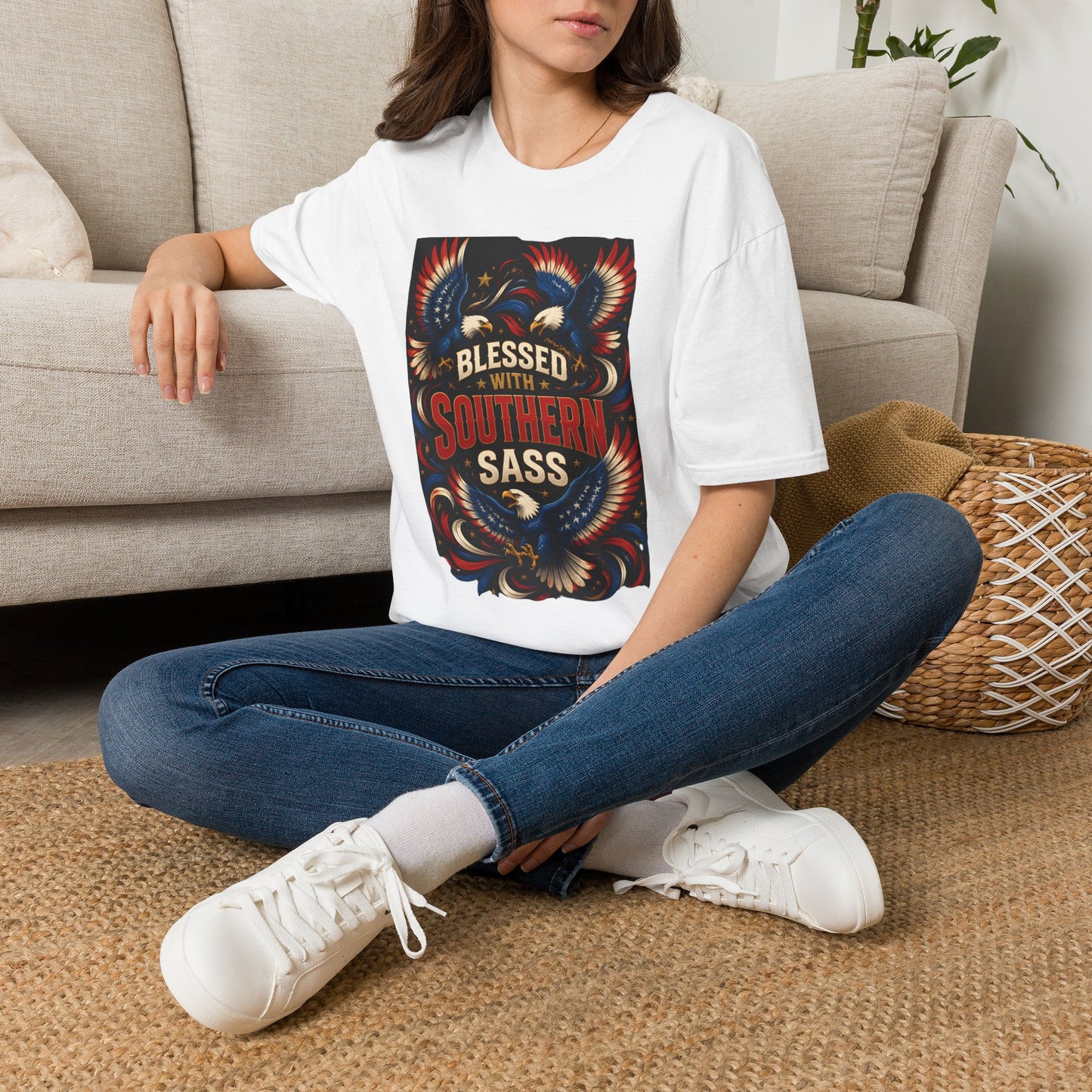Blessed With Southern Sass Patriotic Eagles T-Shirt