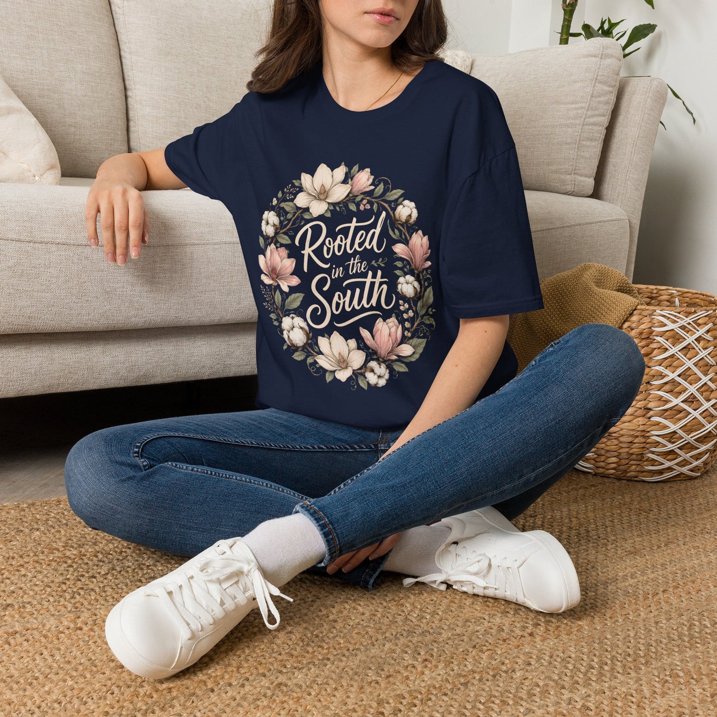 Rooted In The South Floral Wreath T-Shirt