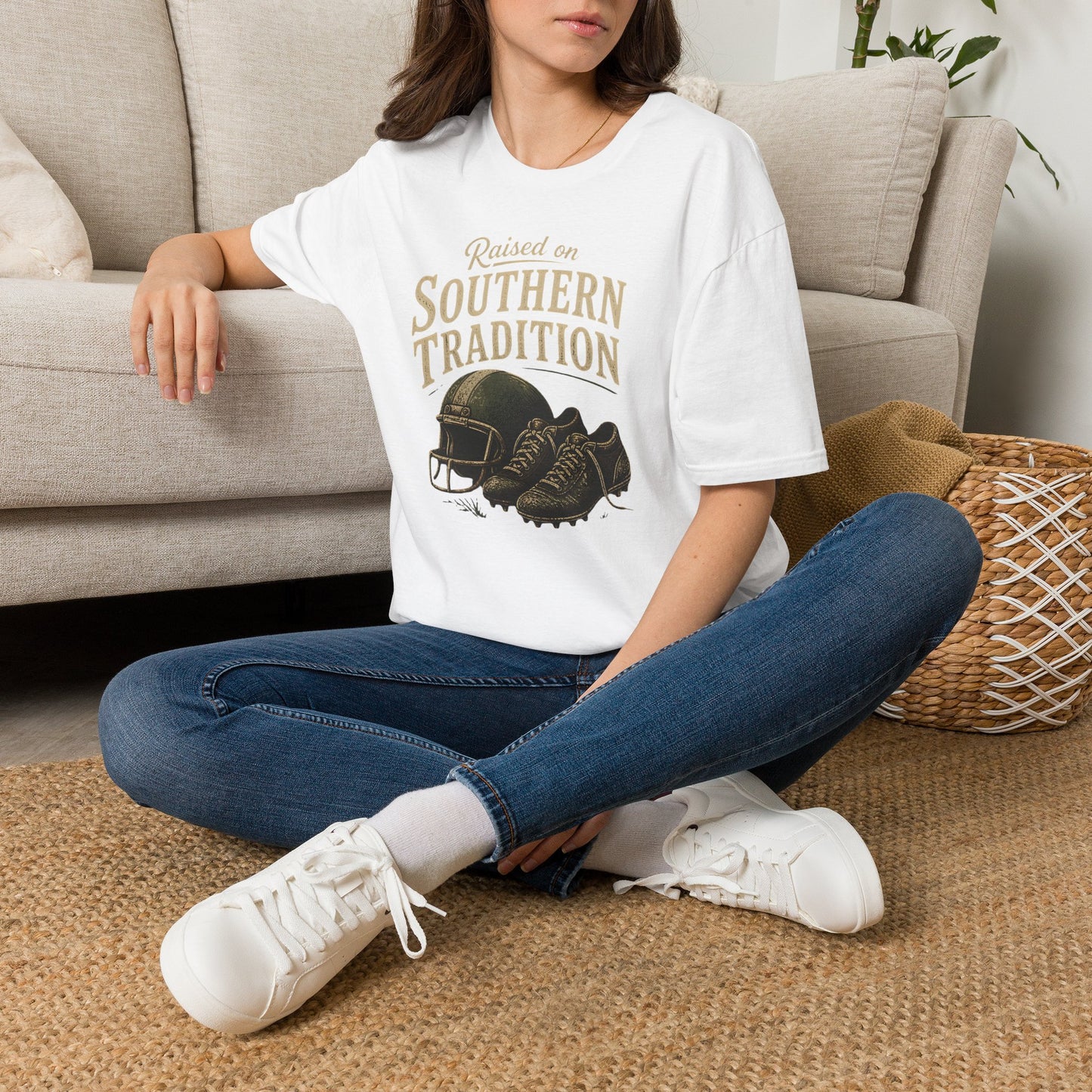 Raised On Southern Tradition Football Helmet Cleats T-Shirt