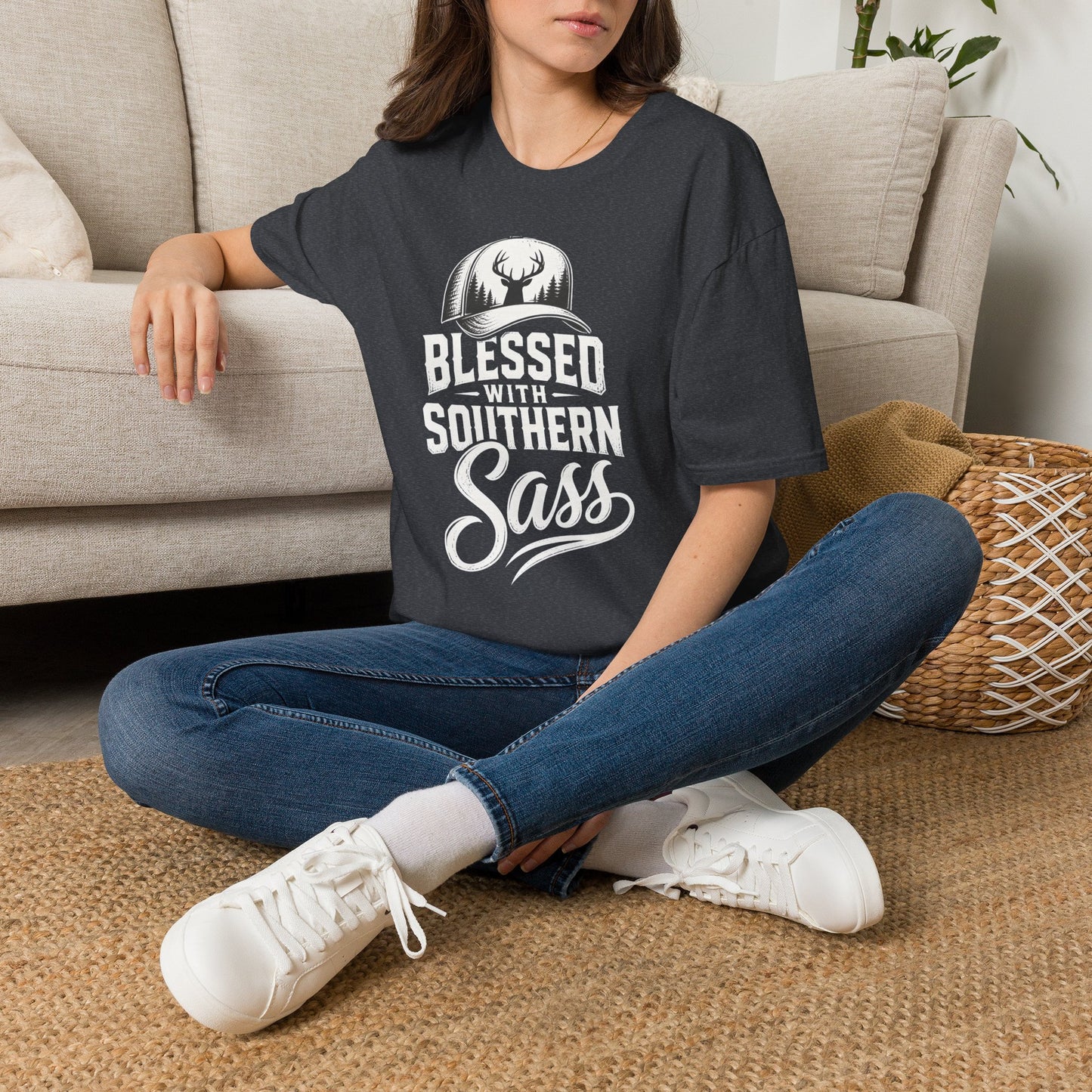 Blessed With Southern Sass Deer Hat T-Shirt