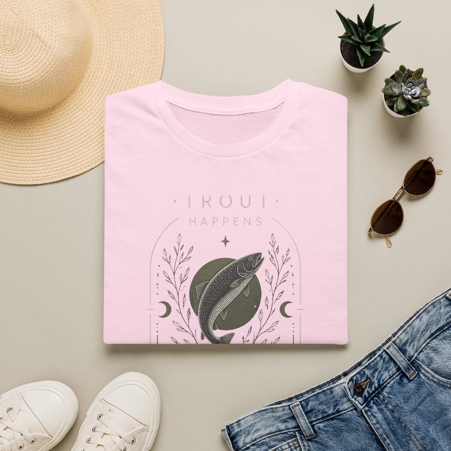 Trout Happens Fishing Lover Fisherman Outdoor Nature T-Shirt