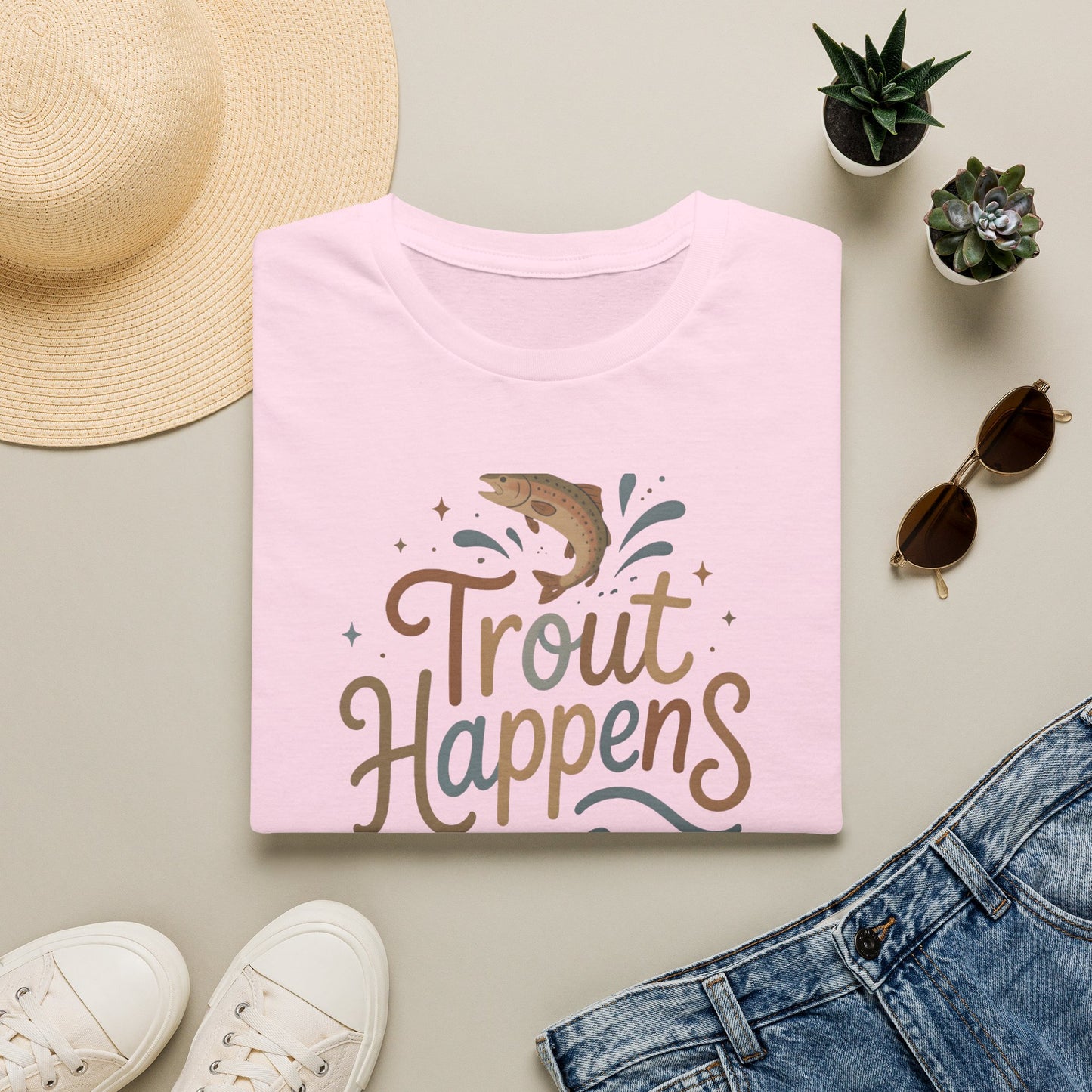 Trout Happens Fishing Lover Fisherman Outdoor Nature T-Shirt