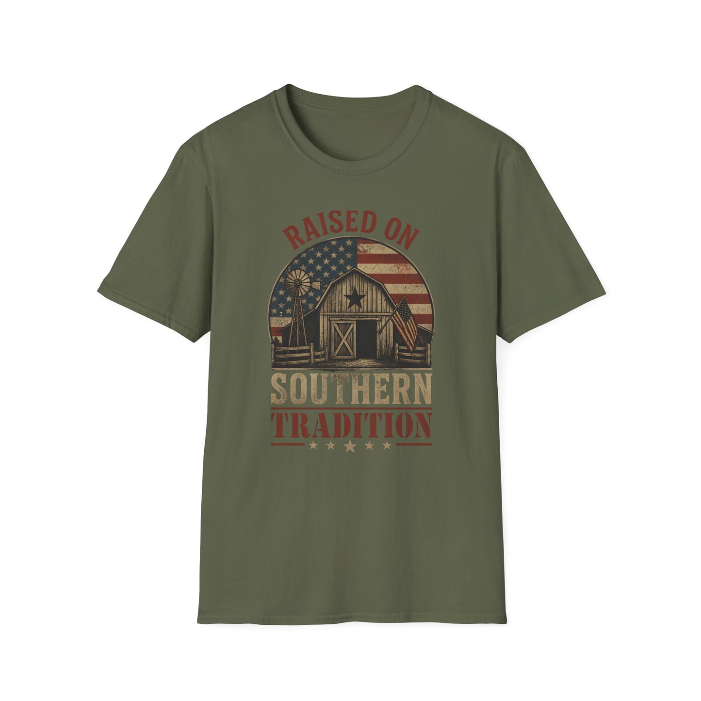 Raised On Southern Tradition Vintage Barn Flag T-Shirt