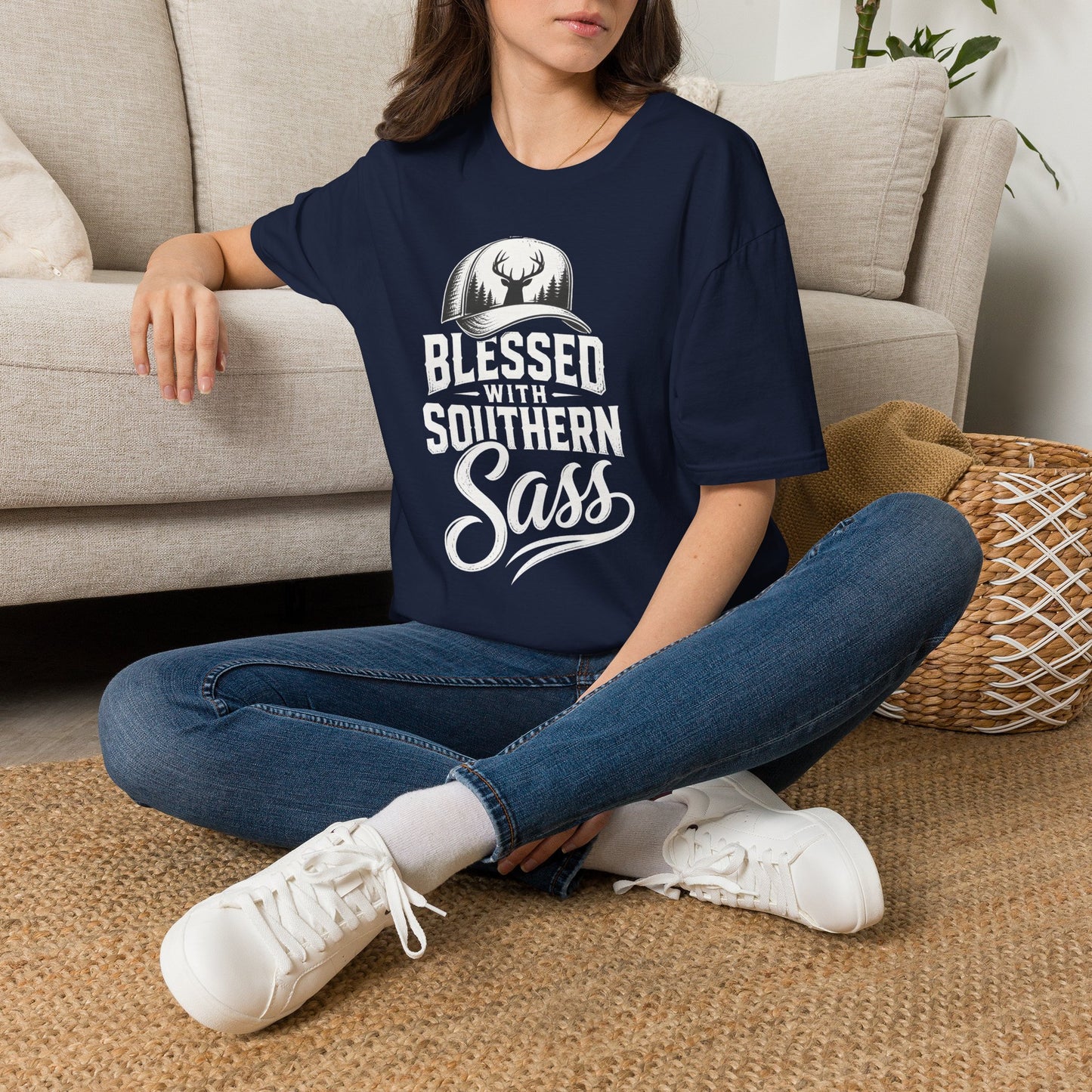 Blessed With Southern Sass Deer Hat T-Shirt