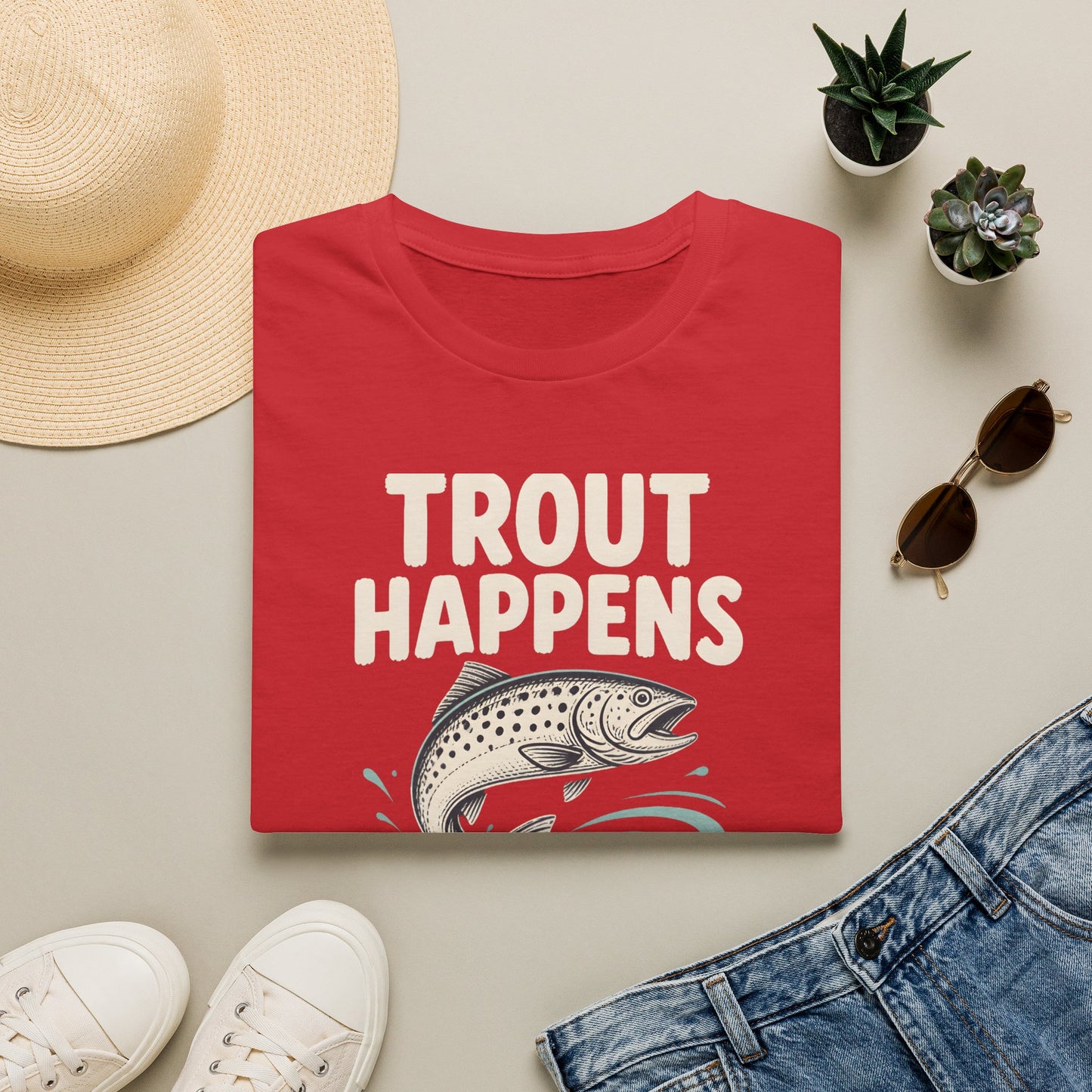 Trout Happens Fishing Lover Fisherman Outdoor Angler T-Shirt