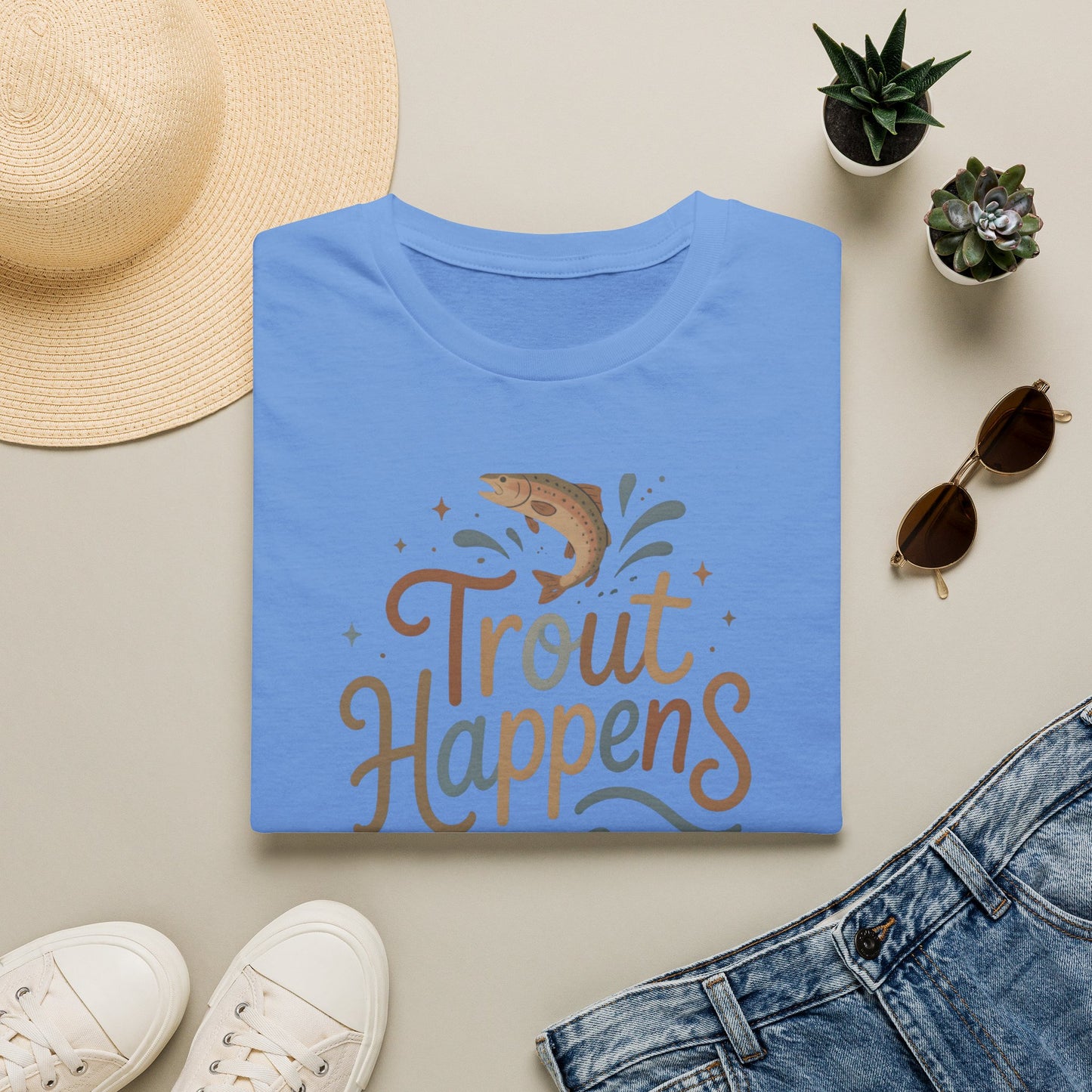 Trout Happens Fishing Lover Fisherman Outdoor Nature T-Shirt