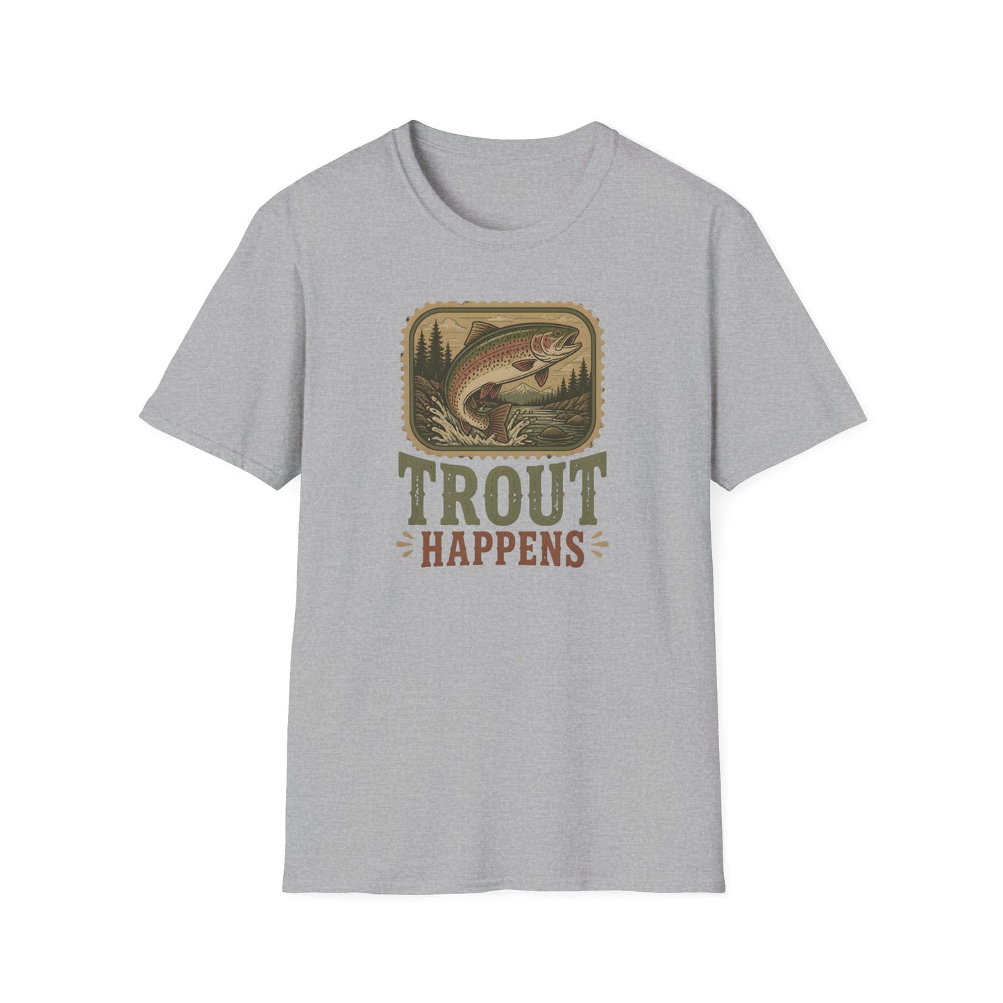 Trout Fishing Outdoors Nature River Mountain Wildlife T-Shirt