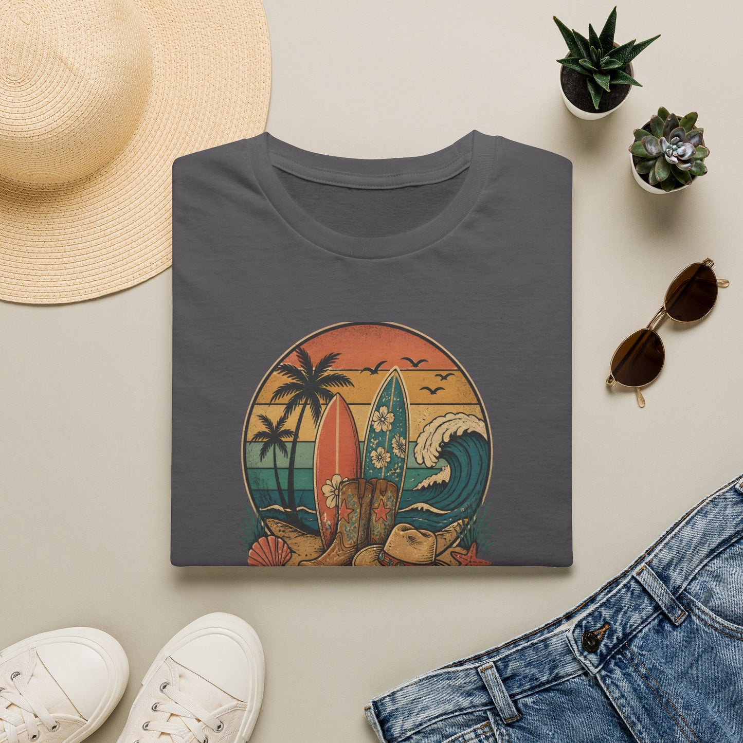 Beach Boots Surfing Big Dreams Summer Vacation Ocean T-Shirt