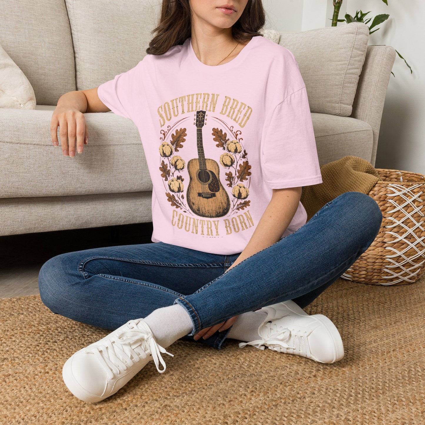 Southern Bred Country Born Vintage Guitar T-Shirt