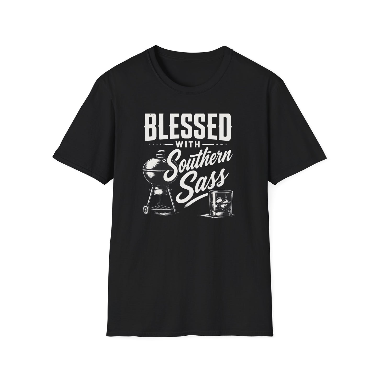 Blessed With Southern Sass BBQ Grill Whiskey T-Shirt