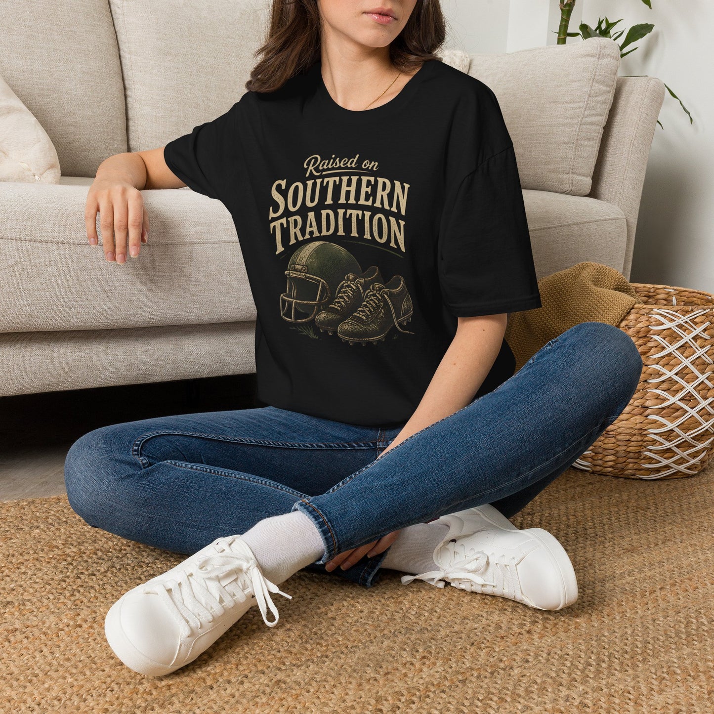 Raised On Southern Tradition Football Helmet Cleats T-Shirt