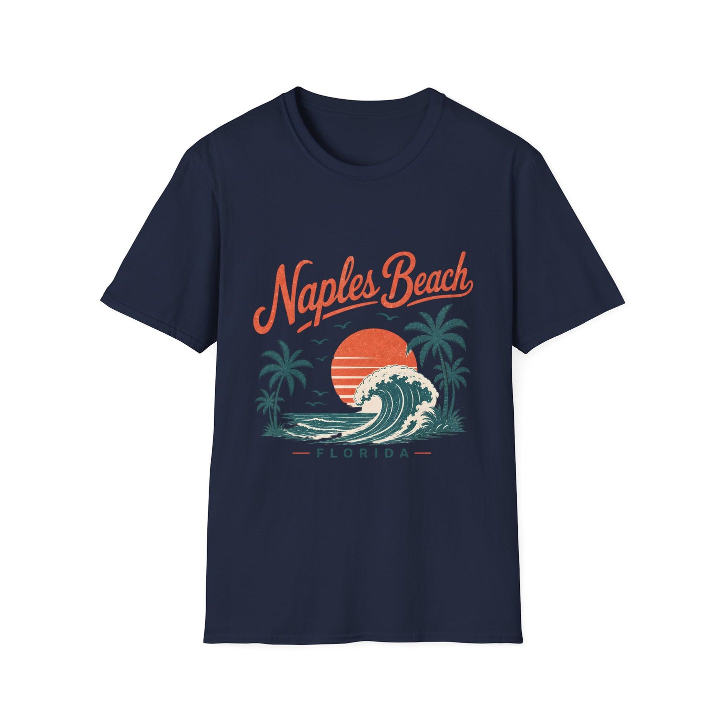 Naples Beach Florida Vintage Sunset Wave T-Shirt