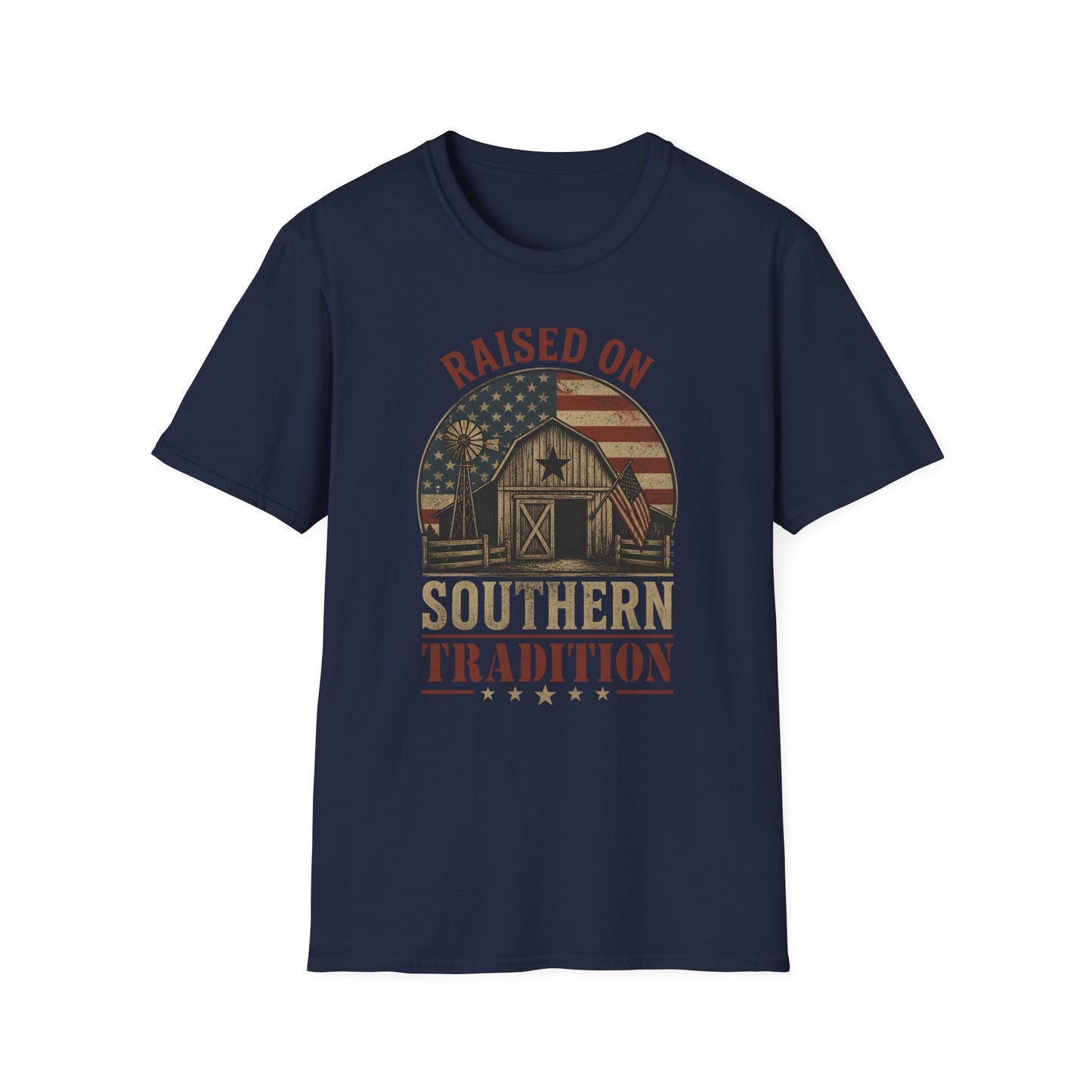 Raised On Southern Tradition Vintage Barn Flag T-Shirt