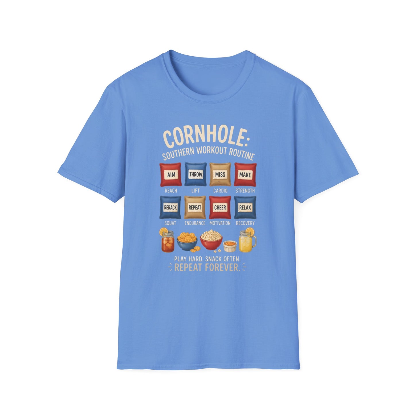 Cornhole Southern Workout Routine Play Hard Snack Often T-Shirt