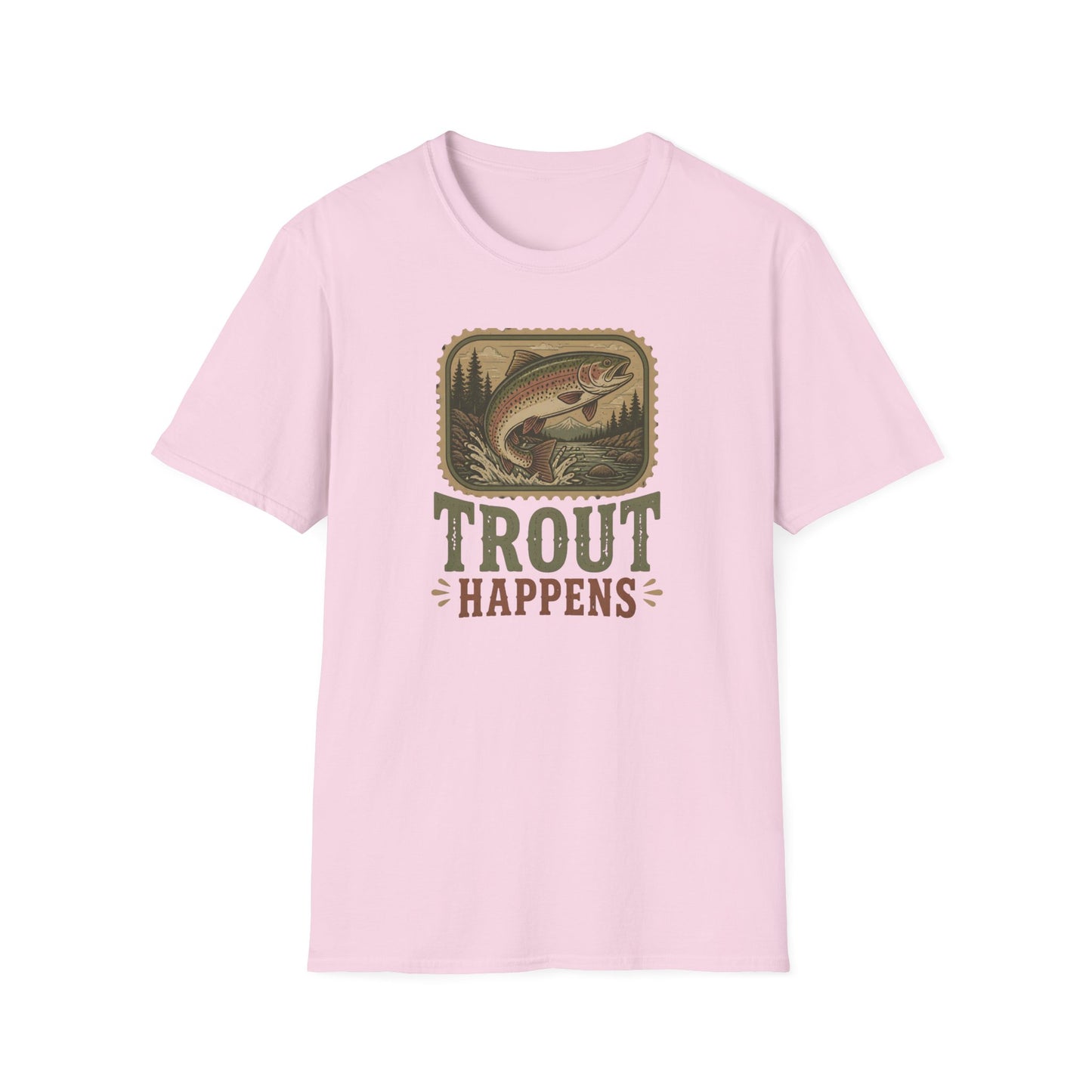 Trout Fishing Outdoors Nature River Mountain Wildlife T-Shirt