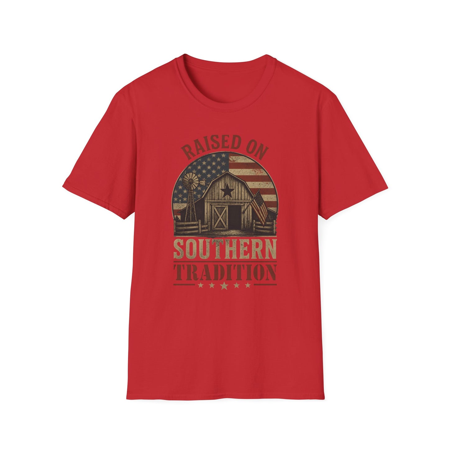 Raised On Southern Tradition Vintage Barn Flag T-Shirt