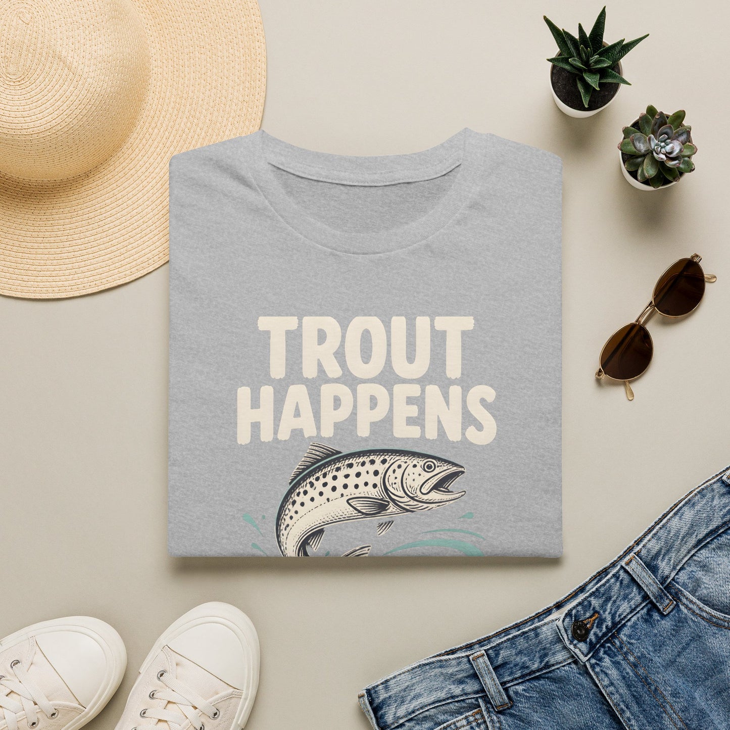 Trout Happens Fishing Lover Fisherman Outdoor Angler T-Shirt