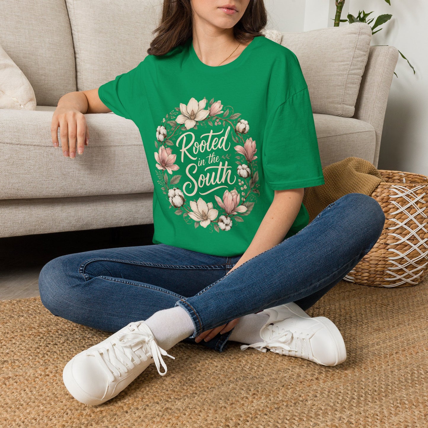 Rooted In The South Floral Wreath T-Shirt