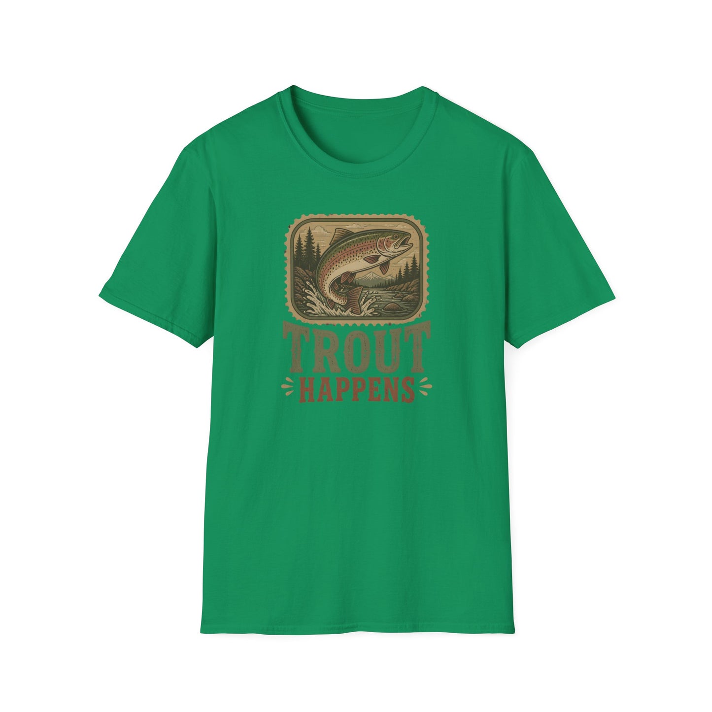 Trout Fishing Outdoors Nature River Mountain Wildlife T-Shirt