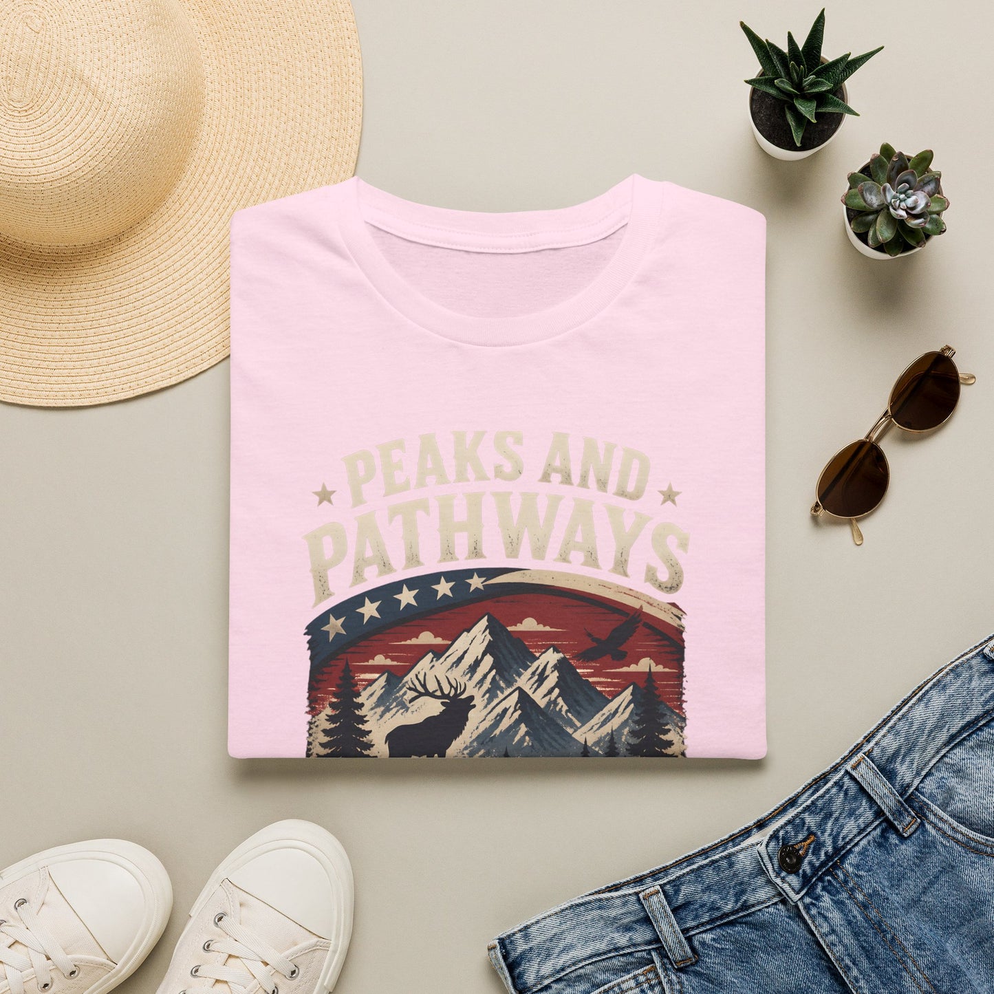 Mountain Wildlife Nature Scenic Peaks Pathways Outdoor T-Shirt