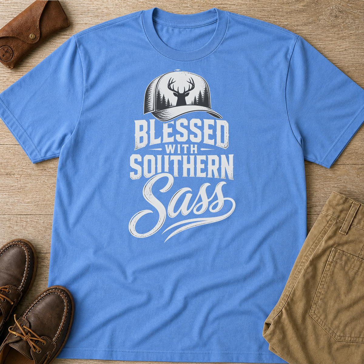 Carolina Blue custom flatlay mockup