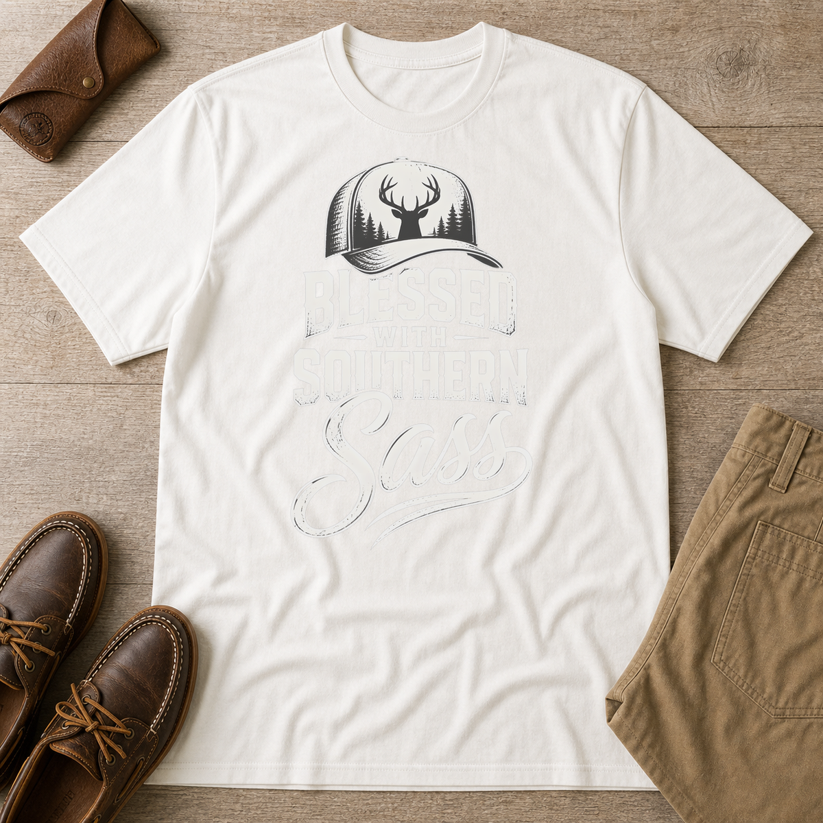 White custom flatlay mockup