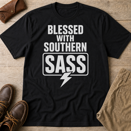 Blessed With Southern Sass Lightning Bolt T-Shirt - HomeGrown South Graphic Tee (View 2)