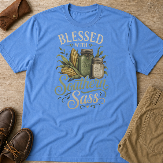 Blessed With Southern Sass Mason Jars Corn T-Shirt - HomeGrown South Graphic Tee (View 1)