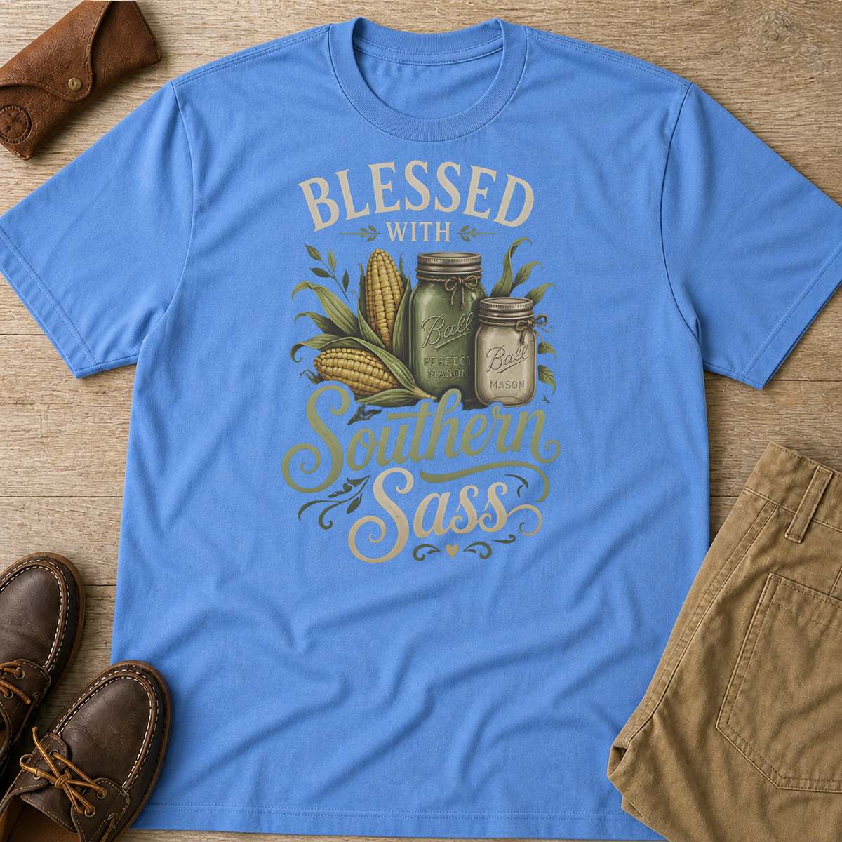 Carolina Blue custom flatlay mockup