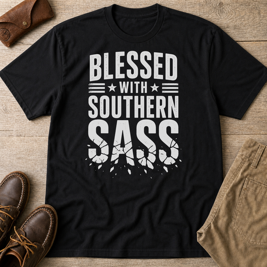 Blessed With Southern Sass T-Shirt - HomeGrown South Graphic Tee (View 1)