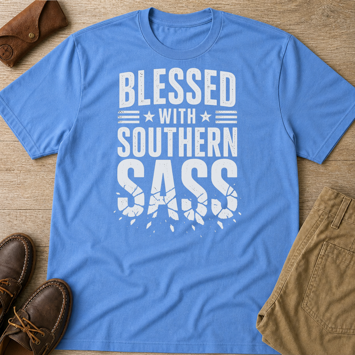 Carolina Blue custom flatlay mockup