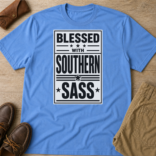 Blessed With Southern Sass T-Shirt - HomeGrown South Graphic Tee (View 1)