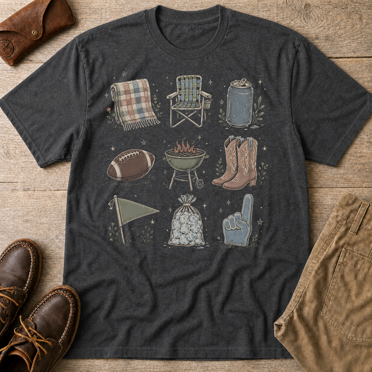 Dark Heather Grey custom flatlay mockup