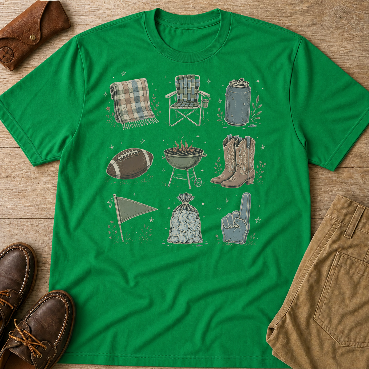 kelly green custom flatlay mockup