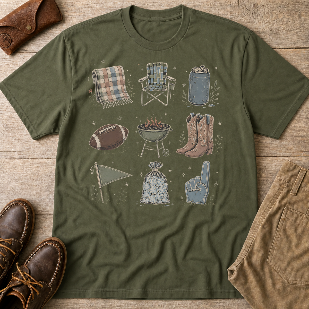 Military Green custom flatlay mockup
