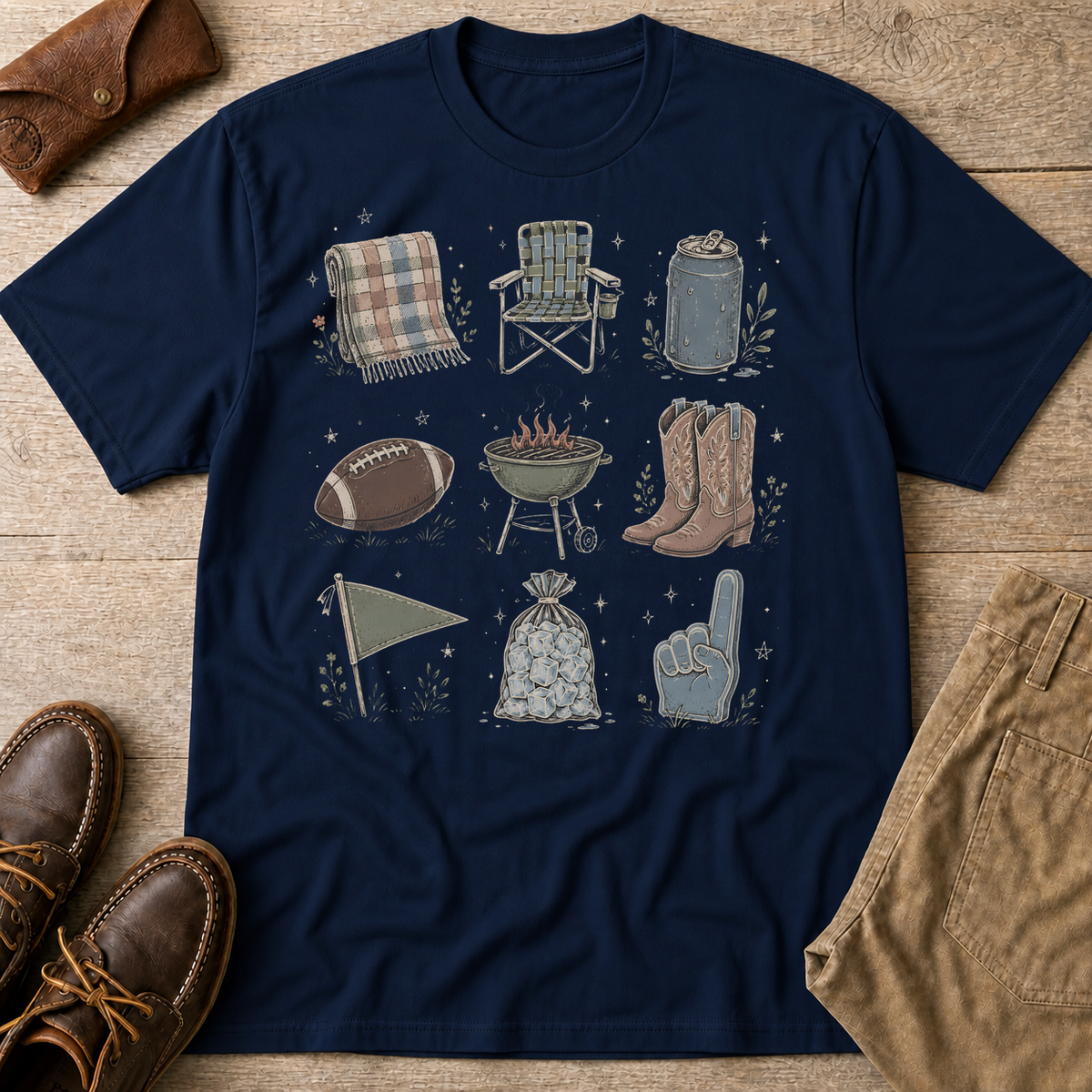 Navy custom flatlay mockup