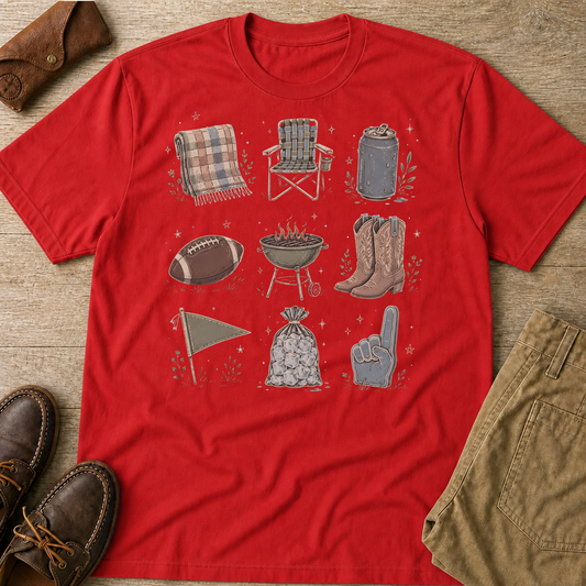 Red custom flatlay mockup