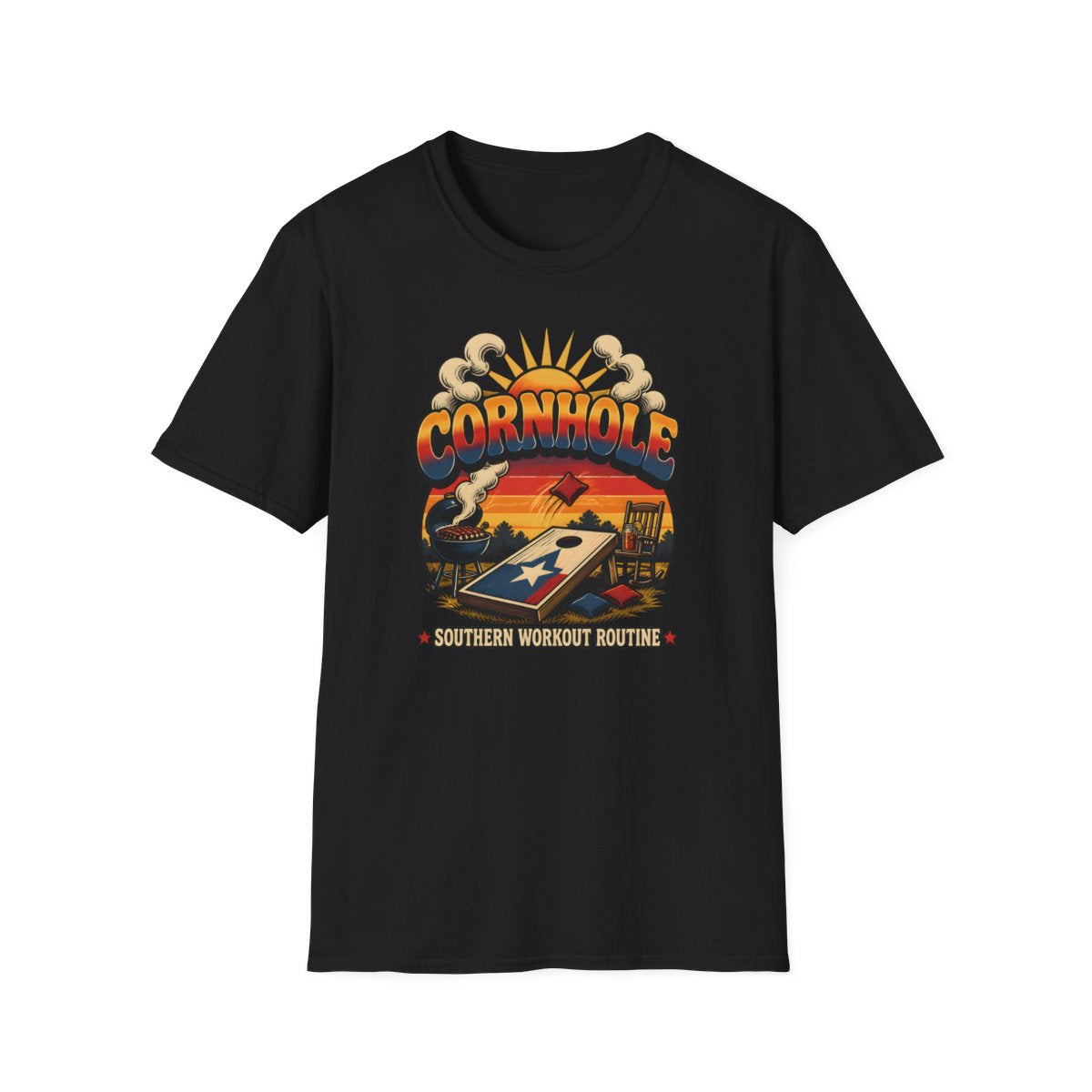 Cornhole Southern Workout Routine Fun Game T-Shirt - HomeGrown South Graphic Tee (View 9)