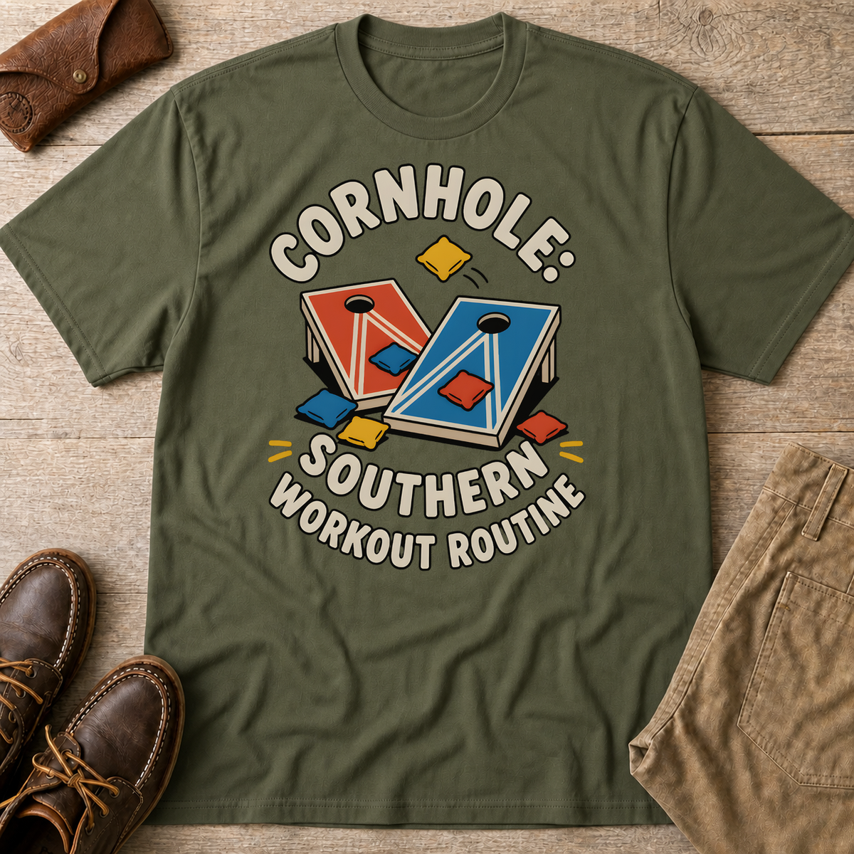 Military Green custom flatlay mockup